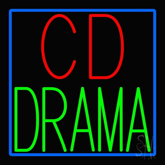 Cd Drama LED Neon Sign 16" Tall x 16" Wide - inches Black Square Cut Acrylic Backing, with Dimmer - Premium built indoor Sign for Studio, Club, Home dcor, Event, Workshop, Storefront.