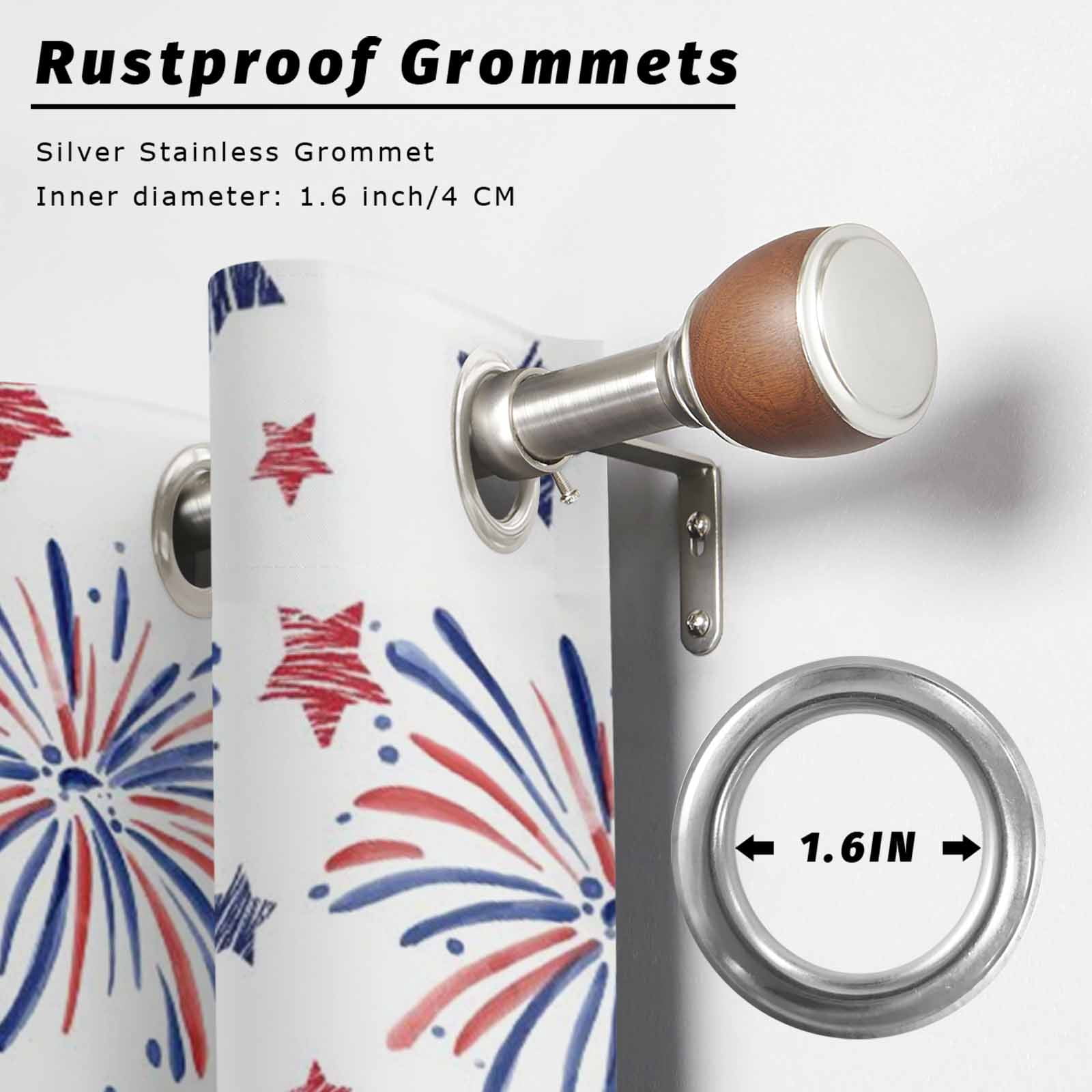 Independence Day Outdoor Curtains for Patio, America Fireworks Red Blue Navy Star Sunshade Privacy Drapes Grommet Waterproof Outside Curtains for Porch/Cabana/Balcony 54"x 108", 1 Panel