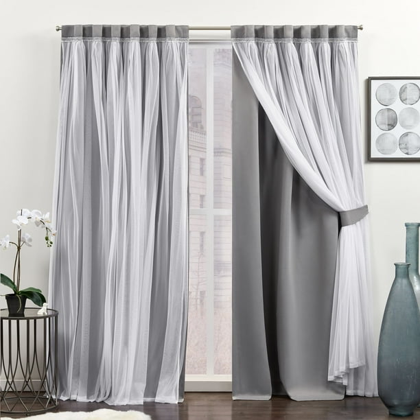 Exclusive Home Curtains Brilliance Room Darkening Blackout Tab Top Curtain Panel Pair Grey 52x84 Com Curtain Panel Pair, Tab Top Blackout Curtains White