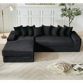 thumbnail image 2 of 110" Oversize Cloud Sectional Sofa Couch with Side Pocket, 3-in-1 L-Shape Sofa with 8 Pillows, 4-Seaters Corduroy Convertible Floor Sleeper Sofa Bed, No Assembly, Black, 2 of 6