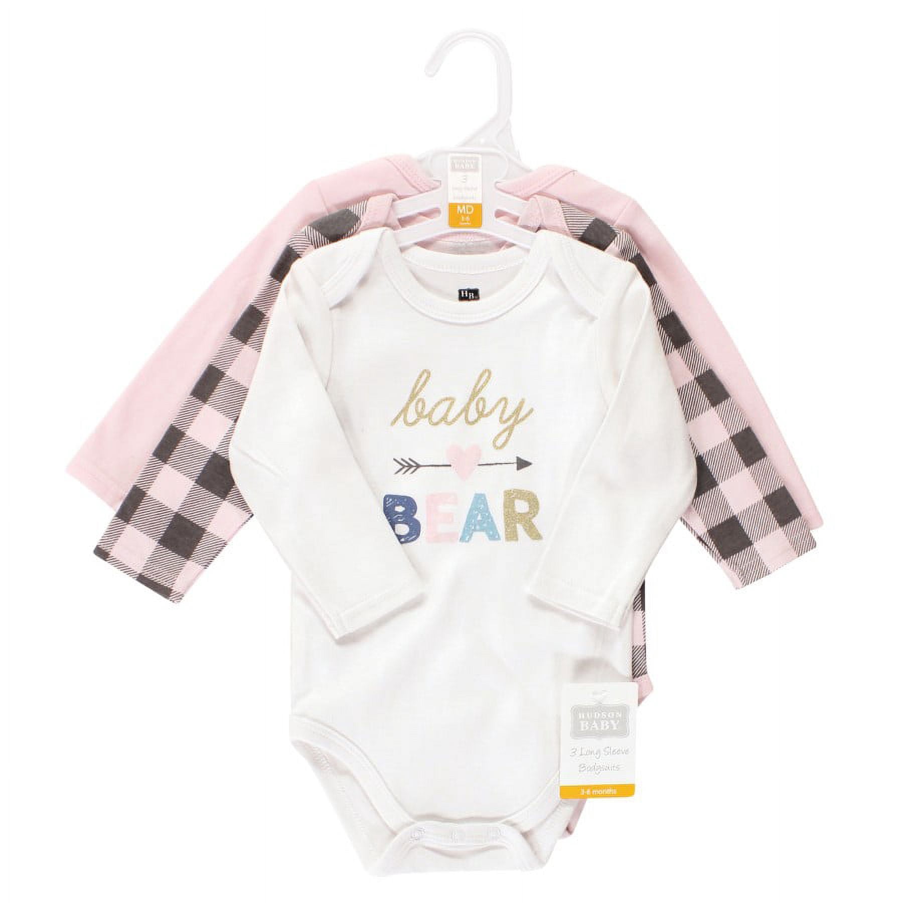 Hudson Baby Cotton Long-Sleeve Bodysuits, 3-Pack, Newborn- 24 Months