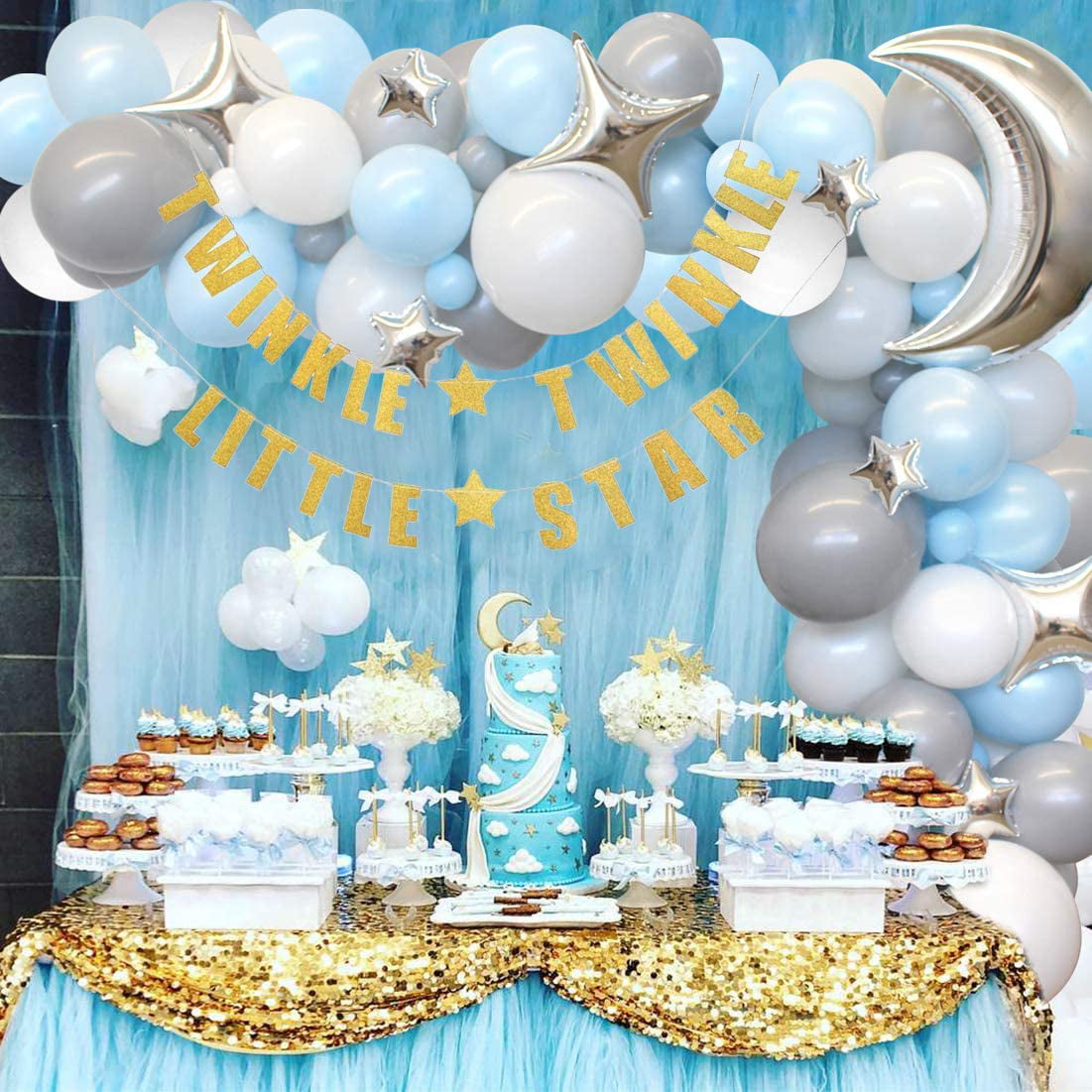 Baby Blue Twinkle Twinkle Little Star Boy Baby Shower 1st Birthday Theme Colored Bulk Cake Supplies 24-Pack Andaz Press Party Cupcake Wrapper Decorations 