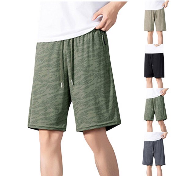 Paiwinds Men's Nylon Ice Silk Breathable Outdoor Casual Sports Five Quarter Pants - Lightweight Summer Shorts with Zipper Pockets