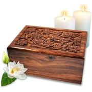 Lindia Artisans Handcrafted Wooden Urn (X-Large Size) Beautiful Unique Tree of Life Rosewood Design - Urns for Human or Pet Ashes (X-Large)