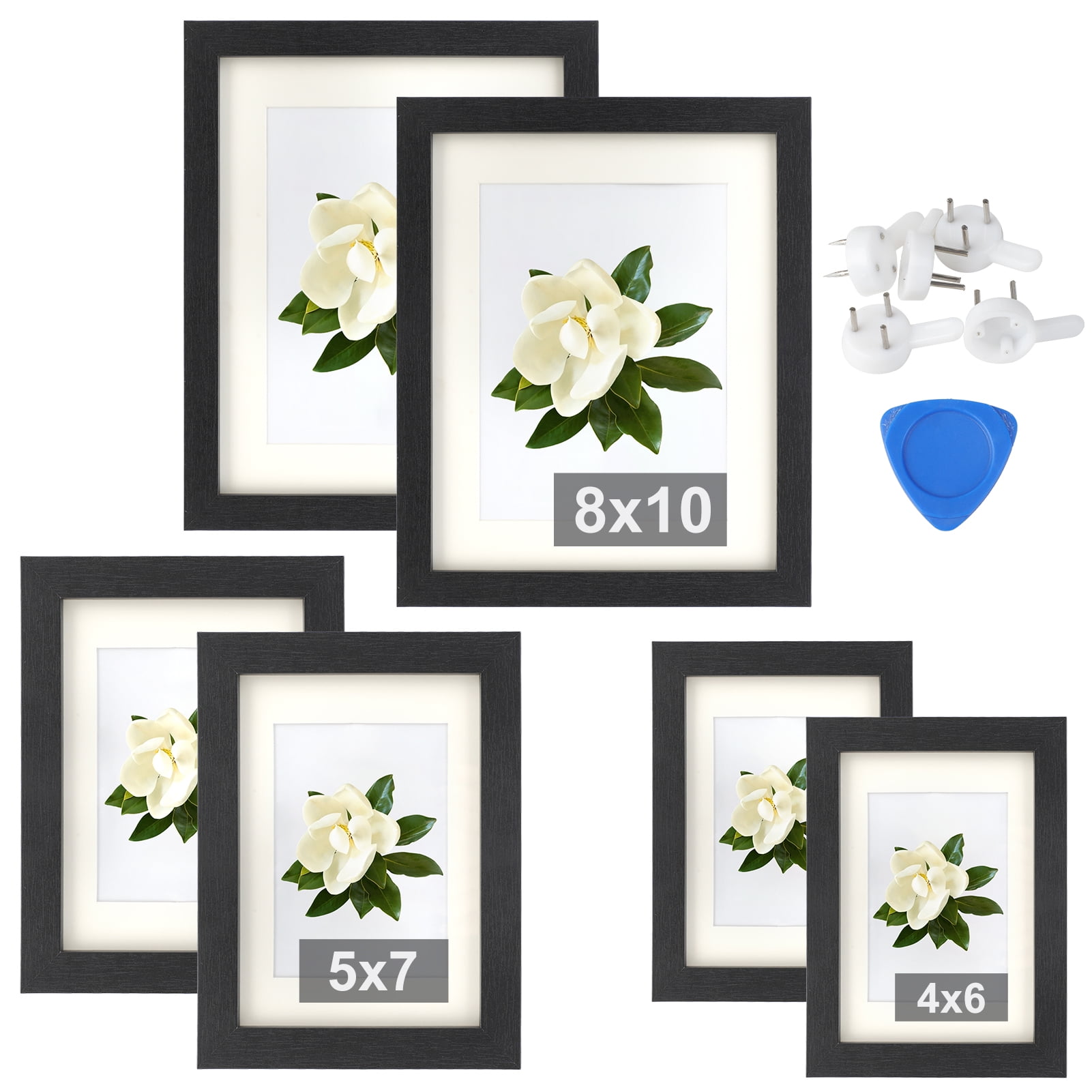 Picture Frame Set For Wall 7 Piece Wood Kit Hanging Photo Art Home Decor White 