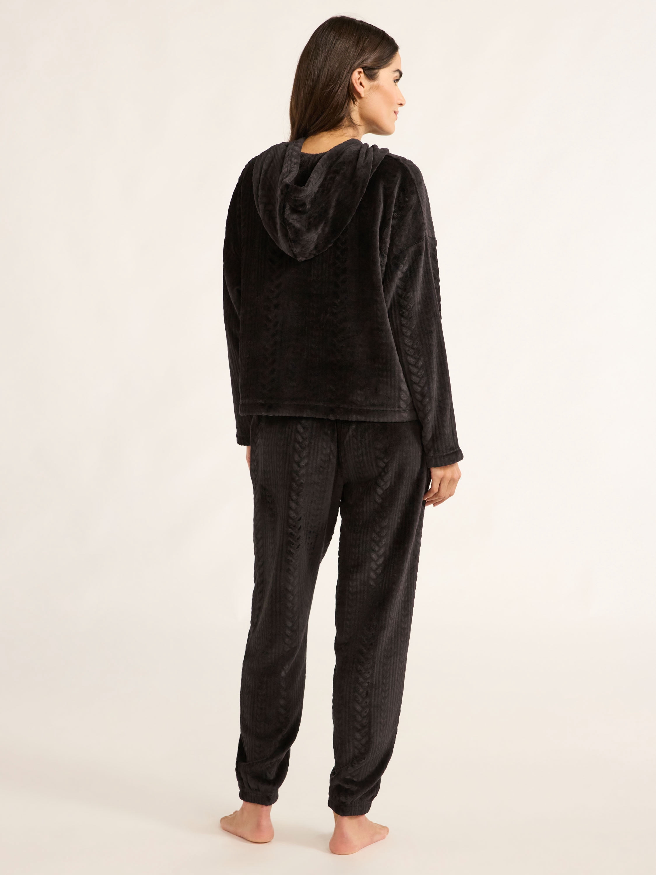 Joyspun Women's Plush Hoodie and Joggers Pajama Set, 2-Piece, Size XS-3X