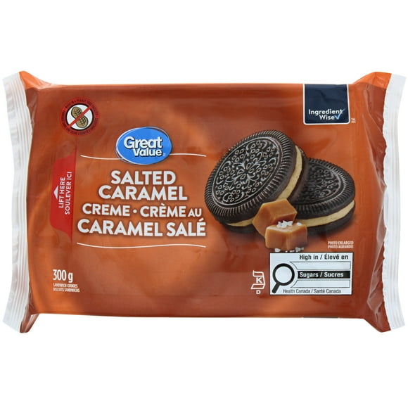 Great Value Salted Caramel Creme Sandwich Cookies, 300 g