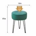 thumbnail image 3 of Vanity Stool with Metal Legs – Round Velvet Ottoman Bench, Modern Dressing Stool & Footstool for Bathroom, Bedroom, or Living Room – Green, 3 of 6