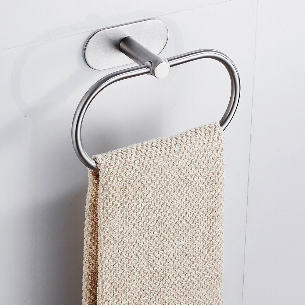 Stainless Steel Towel Ring Holder Hanger Chrome Self Adhesive Bathroom