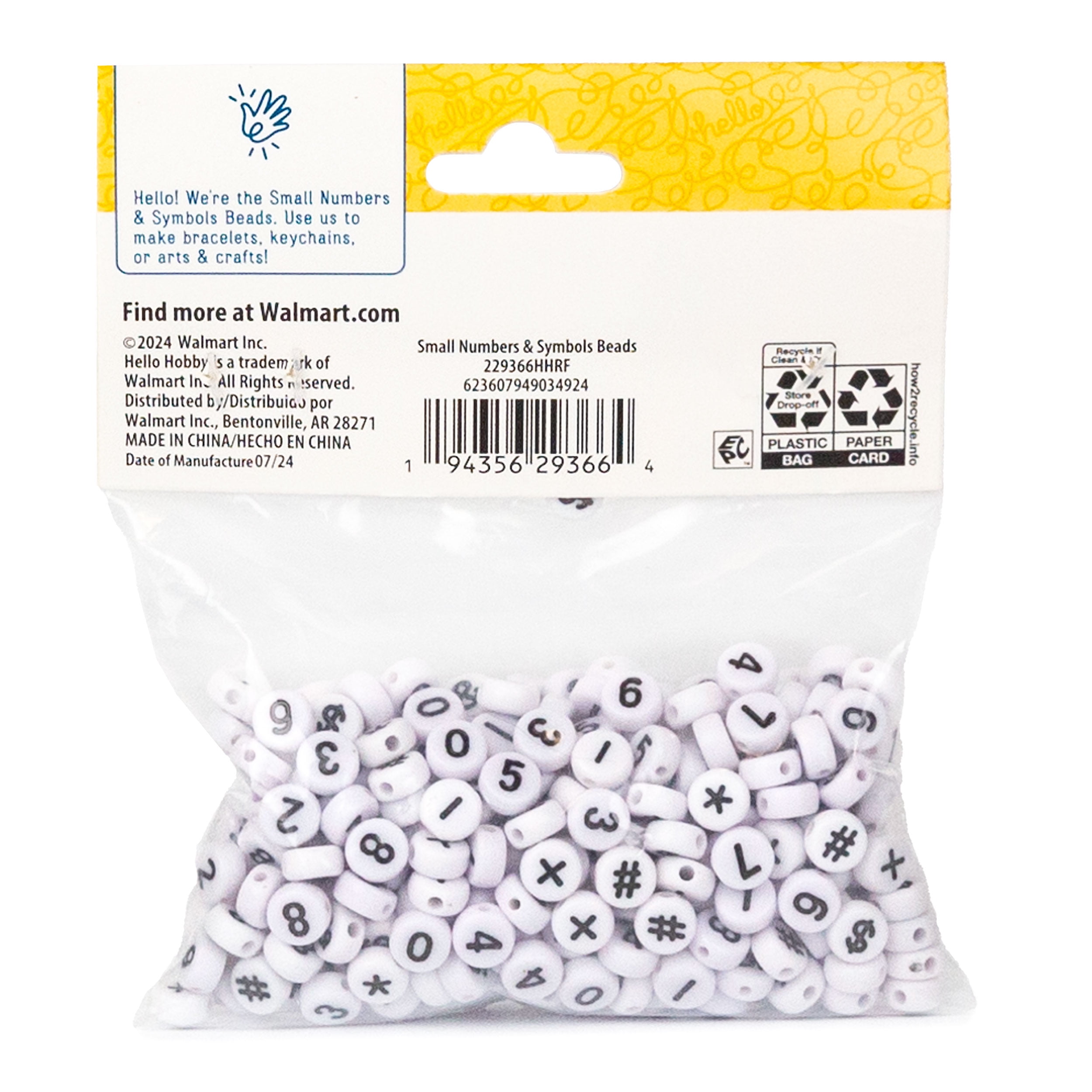 (4 pack) Hello Hobby Small Numbers & Symbols Beads