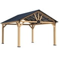 thumbnail image 3 of INTER HUT 15 x 13 Wood Gazebo, Outdoor Patio Steel Hardtop Gazebo, Cedar Framed Wooden Gazebo, 3 of 8