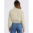 thumbnail image 4 of Unique Bargains Women's Winter Bomber Jacket Baggy Padded Cropped Coats L Beige, 4 of 6