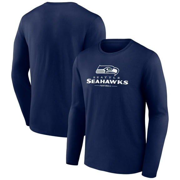 Men's College Navy Seattle Seahawks Logo Team Lockup Long Sleeve T-Shirt