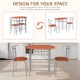 thumbnail image 3 of Ktaxon 3 Piece Dining Set, Compact 2 Chairs and Table Set with Oval Tabletop Small Kitchen Dining Set for 2, Perfect for Apartment & Small Spaces, Cherry Brown & Sliver, 3 of 9
