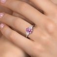 thumbnail image 4 of Gem Stone King 925 Sterling Silver Pink Moissanite and Sky Blue Aquamarine Engagement Ring for Women | 2.50 Cttw | Oval 9X7MM | Gemstone Birthstone | Size 9, 4 of 6