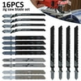 thumbnail image 1 of Pluokvzr 16PCS T-Shank Jigsaw Blade Set Clean Fast Cut Down Cut Blades Wood Metal Cutting Power Tool HCS/HSS with Plastic Box for Wood, Plastic and Metal Cutting Compatible, 1 of 11