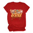 thumbnail image 1 of TSADFHJI Chandail en Molleton Col Rond Femme Noël Femme Col Rond Manches Courtes Texte Quotidien Chat T-Shirt Floral Botanique m Rouge, 1 of 4