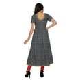 thumbnail image 4 of Moomaya Long Cotton Printed Short Sleeve Front Slit Tunic Dresses For Women, 4 of 6