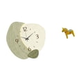 thumbnail image 6 of 2 Pieces Silent Wall Clock Swedish Dala Horse Statue Wooden Material for Bedroom Bookshelf Nursery Decoration, 6 of 8