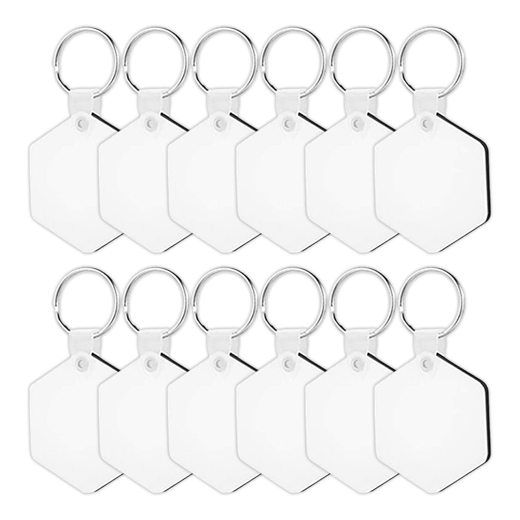 90Pcs Sublimation Keychain Blanks Bulk MDF DIY Blank Keychain with Key  Rings Heat Transfer Keychain for Present Making Double-Side Printed 6  Shapes Sublimation Ornament Blanks Type 1