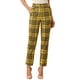 thumbnail image 1 of Pantalones de tartán a cuadros para mujer INSPIRE CHIC, elásticos, de cintura alta, rectos y largos, color amarillo M, 1 of 6