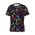 thumbnail image 3 of Yiaed Colorful Dragonflies Print Mens Short Sleeve Tight Fit T-Shirt, Crewneck Casual Tee-3X-Large, 3 of 5