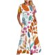 thumbnail image 1 of Puntoco Vestido Midi A La Moda Para Mujer, Estampado Floral, En Capas, Con Doble Bolsillo, Manga Corta, Cuello Redondo, Vestido Colorido Xl,Regalos Para Mujer Joven, 1 of 4