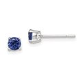 thumbnail image 1 of Boucles d'Oreilles Clous en Argent Sterling 925 4mm Rondes Bleu Foncé avec Zircon Cubique Cz, 1 of 6