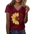 thumbnail image 2 of Red Womens Tops Women's Sunshade Summer T Shirt Plus Size Loose Top Top Girls Short Sleeve Graphic Casual V Neck T Shirts for Women, 2 of 4