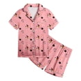 thumbnail image 5 of Leey-World Toddler Girl Short Sleeve Pajamas Halloween Satin Pajamas Set for Girl Halloween Pjs 2 Piece Short Sleeve Button-Down Shirt with Shorts, 5 of 5