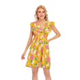 thumbnail image 3 of SWSMCLT Women's High Waist Casual Holiday Dresses Summer Sleeveless Ruffle Dress Short Sundress Midi Fall Ruffle Cute Birthday Mustard Yellow Medium, 3 of 4