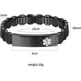 thumbnail image 2 of Wollet Stretchable Black Medical Alert ID Bracelets for Men, 8.26 inches, Stainless Steel Emergency Bangles for Diabetes Type 1 2, Allergy, Dnr, Epilepsy, Autistic Kids, 2 of 6