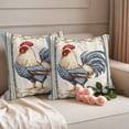 thumbnail image 2 of Blue Retro Rooster Pillow Covers 2 Pack Farmhouse Chicken Vintage Rustic Country Pillowcase Waterproof Outdoor Throw Pillow Cover for Patio Garden Square Cushion 26”x26”, 2 of 9