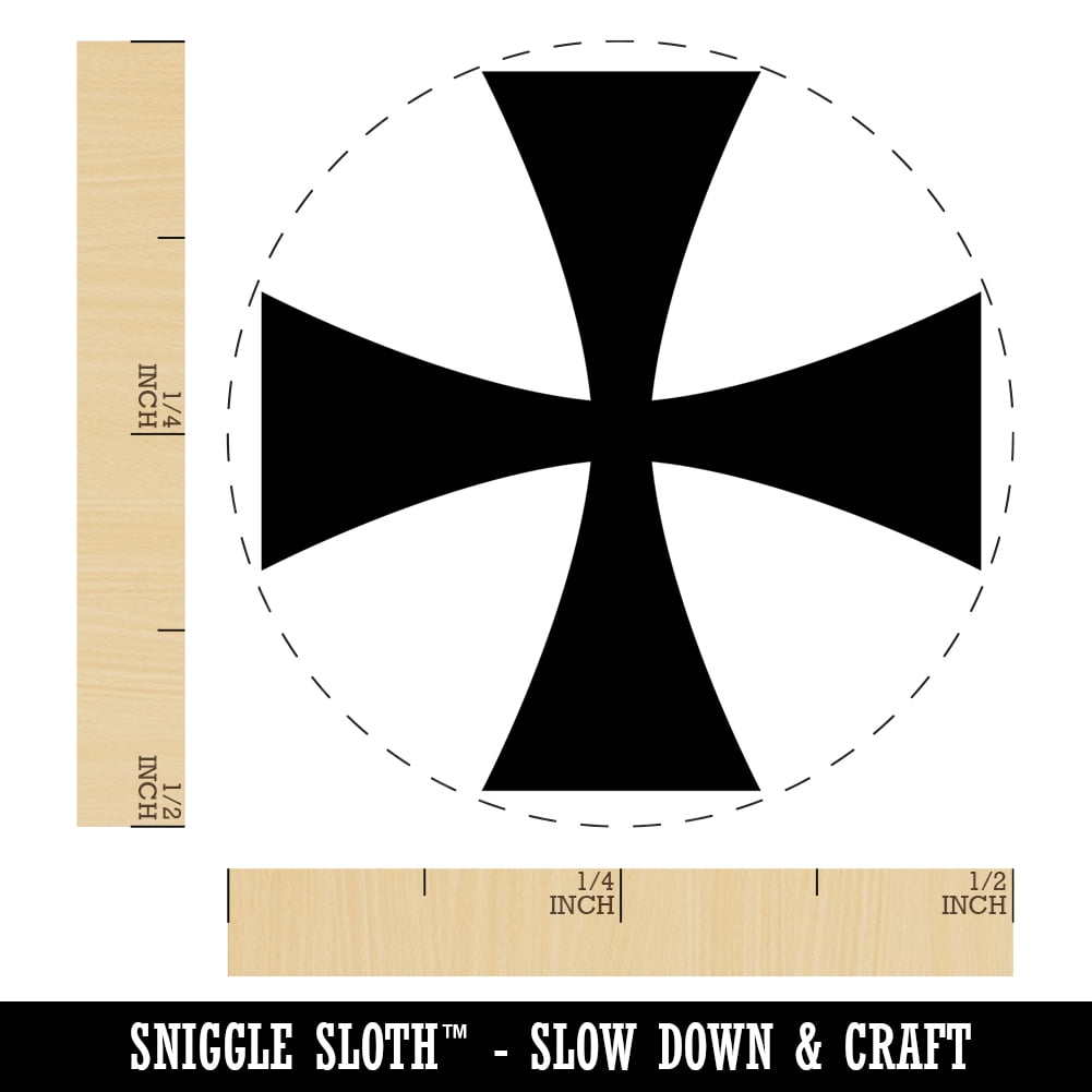 Templar Cross Self-Inking Rubber Stamp Ink Stamper - Dry Pad (No Ink) - Mini 1/2 Inch