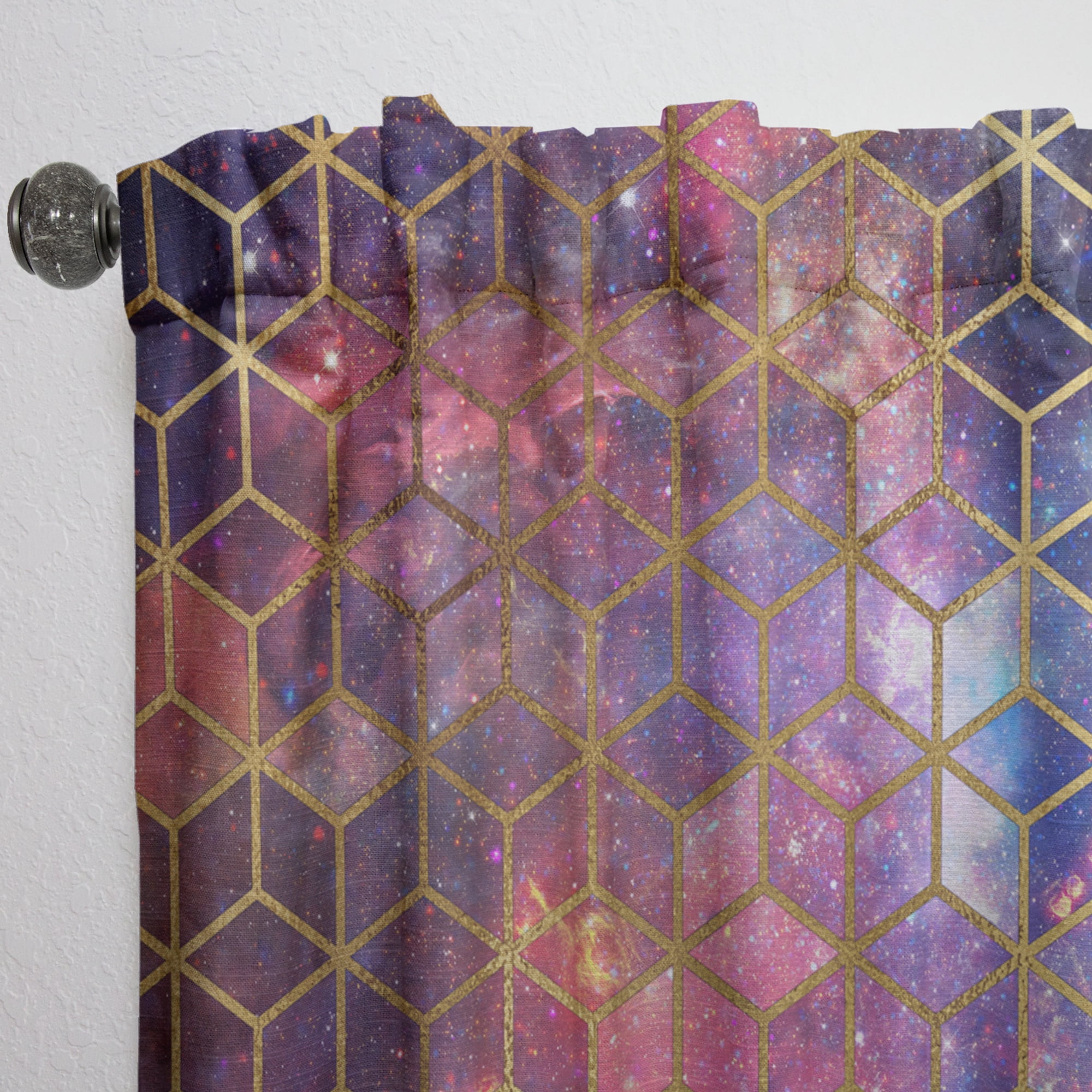 Designart 'Honeycomb Capital Gold VIII' Modern & Contemporary Curtain Panel