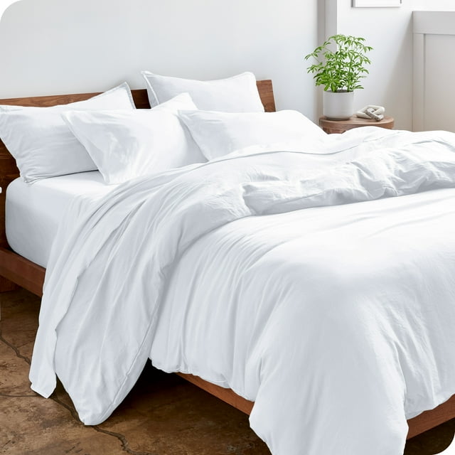 Bare Home Housse de Couette Sablée - Ultra Douce - Premium 1800 Collection - Ensemble 3 Pcs - Très Grand, Blanc