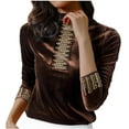 thumbnail image 6 of Aboser Rhinestone Velvet Tops for Women Elegant Turtleneck Shirts Plus Size Soft Long Sleeve Blouses Solid Color Party Club Shirt Slim Fit Undershirts, 6 of 9
