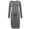 thumbnail image 5 of XUNKUSGA Maternity Dresses for Women Fashion Crew Neck Side Split Long Dress Casual Soild Color Long Sleeved Holiday Dress Comfortable Soft Slim Fit Party Dress S-2XL,Gray, 5 of 6