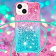 thumbnail image 4 of Funda para iPhone 13 Brillantina Líquida Divertida Reluciente y con Cristales en Movimiento Cuerpo Cruzado con Cordón Ajustable, 4 of 5