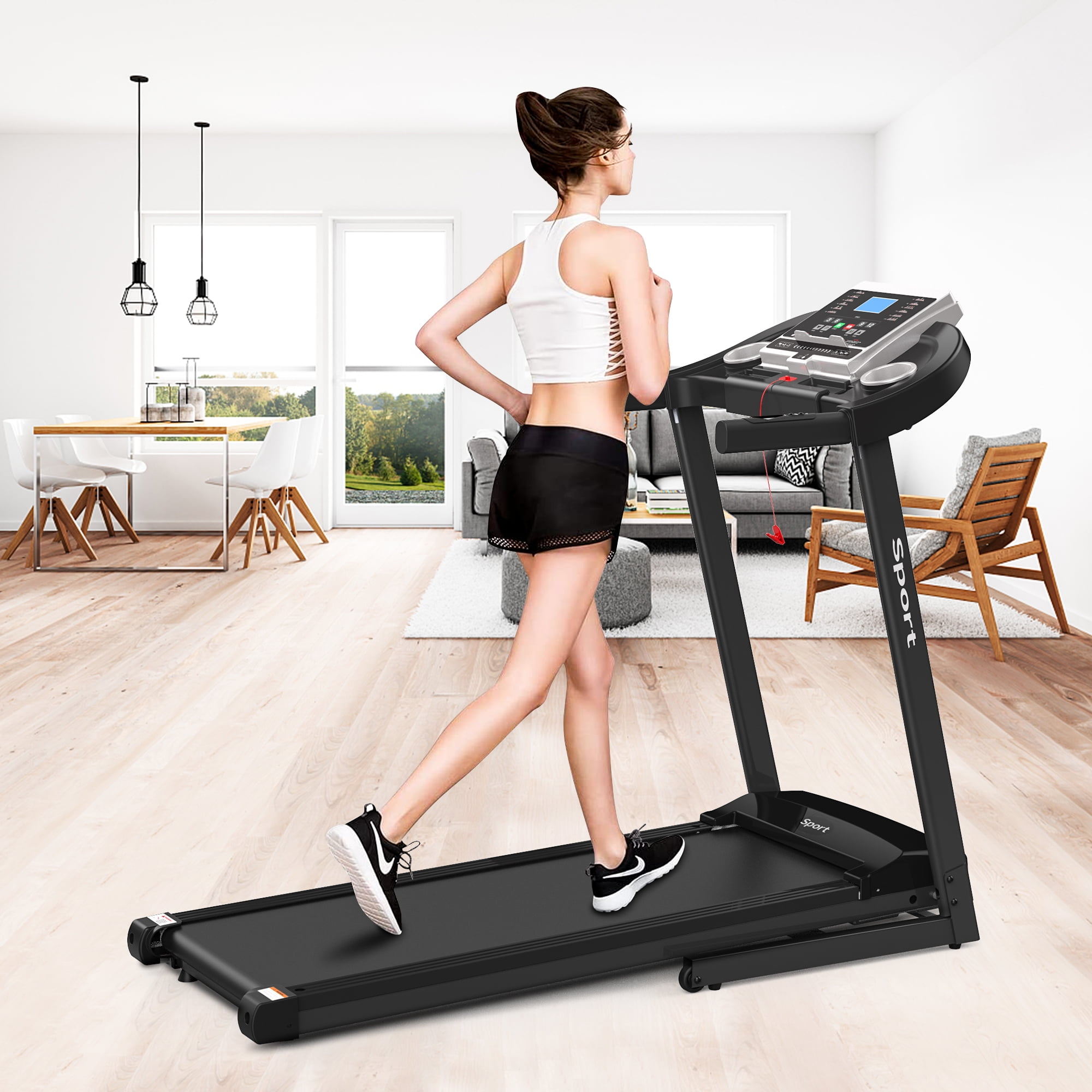 Folding Exercise Treadmills for Home, 55" x 26" x 48" Digital Foldable