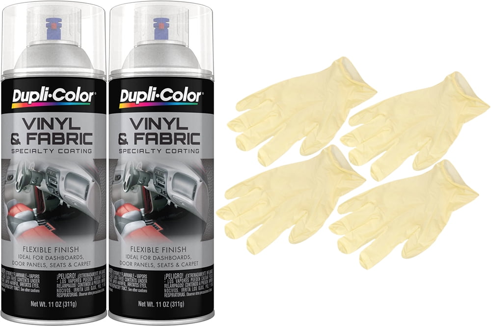Duplicolor Clear Vinyl And Fabric Spray 11 Oz Bundle With Latex Gloves Com - Dupli Color Vinyl Fabric Spray Paint On Carpet