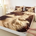 thumbnail image 3 of Homewish Cattle Hide Pattern Full Size Sheets,Western Rustic Farmhouse Bed Sheets,Brown Beige Sheet Sets For Adult,Super Cozy Room Decor,4pcs, 3 of 7