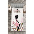 thumbnail image 3 of Ambesonne Bicycle Quilted Bedspread Set 2 Pcs, Girl Flower Butterflies, Twin Size, Multicolor, 3 of 3