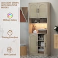 thumbnail image 5 of Accreate Kitchen Pantry Cabinet with RGB Light, Tall Kitchen Hutch Bar Cabinet with Microwave Stand, Farmhouse Large Wood Storage Cabinet with Barn Doors & 2 Open Shelves, Cupboard for Dining Room, 5 of 7