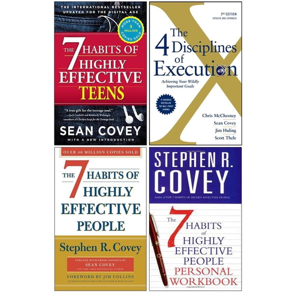 Pre-Owned The 7 Habits of Highly Effective Teens, 4 Disciplines of Execution, The 7 Habits of Highly Effective People, Personal Workbook 4 Books Collection Set