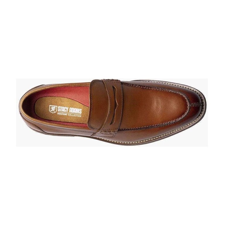 Stacy Adams Marlowe Algonquin Moc Toe Penny Slip On Cognac 