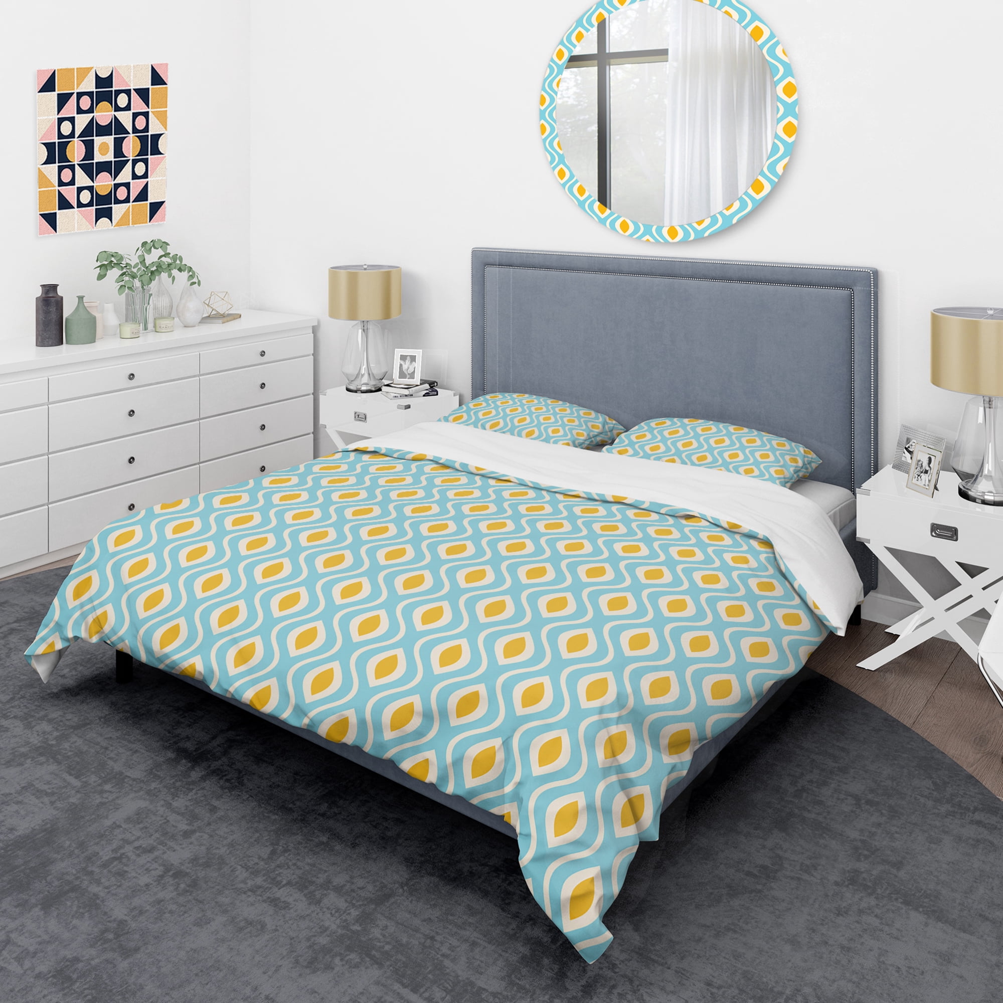 Designart 'Retro Pattern Abstract Design I' Mid-Century Modern Duvet Cover Set