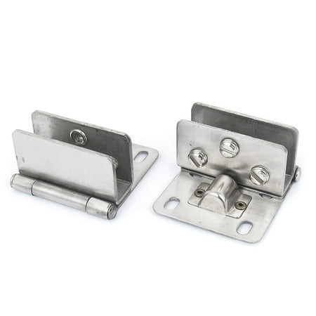 Unique Bargains 8-12mm Thickness Metal Wall Mounted Cabinet Glass Clamp Clip Door Hinge 2pcs