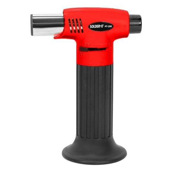 Solder-It Pro-Torch Rouge PT-200 / Mini Briquet Torche au Butane / Briquet Torche Compact, Outil de Soudage et Briquet de Gril / Système d'Allumage Électronique Piézo Étanche / pour Soudure, Brasage et Plomberie