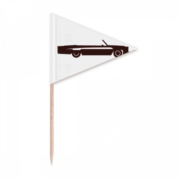 Black Geometric Classic Cars Outline Toothpick Triangle Cupcake Toppers Flag